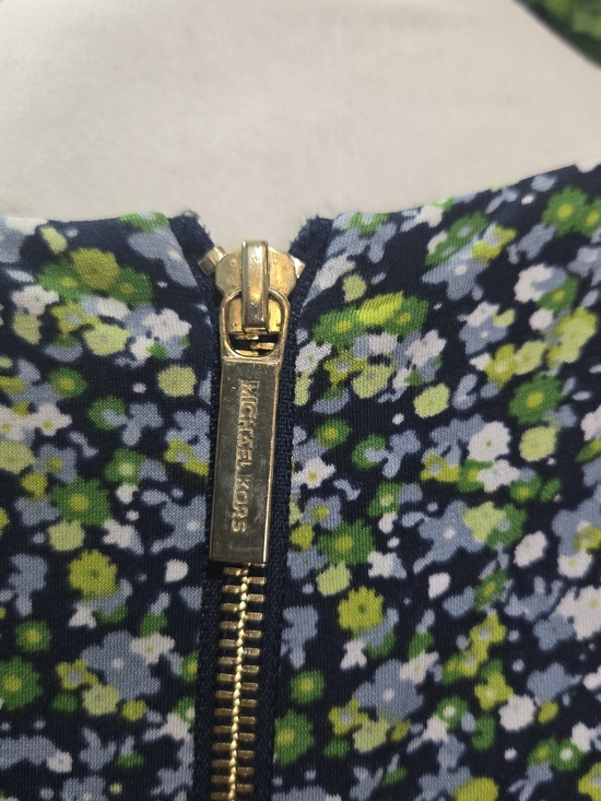 Michael Kors Navy Floral Ruffle Midi Dress - Picture 9 of 11